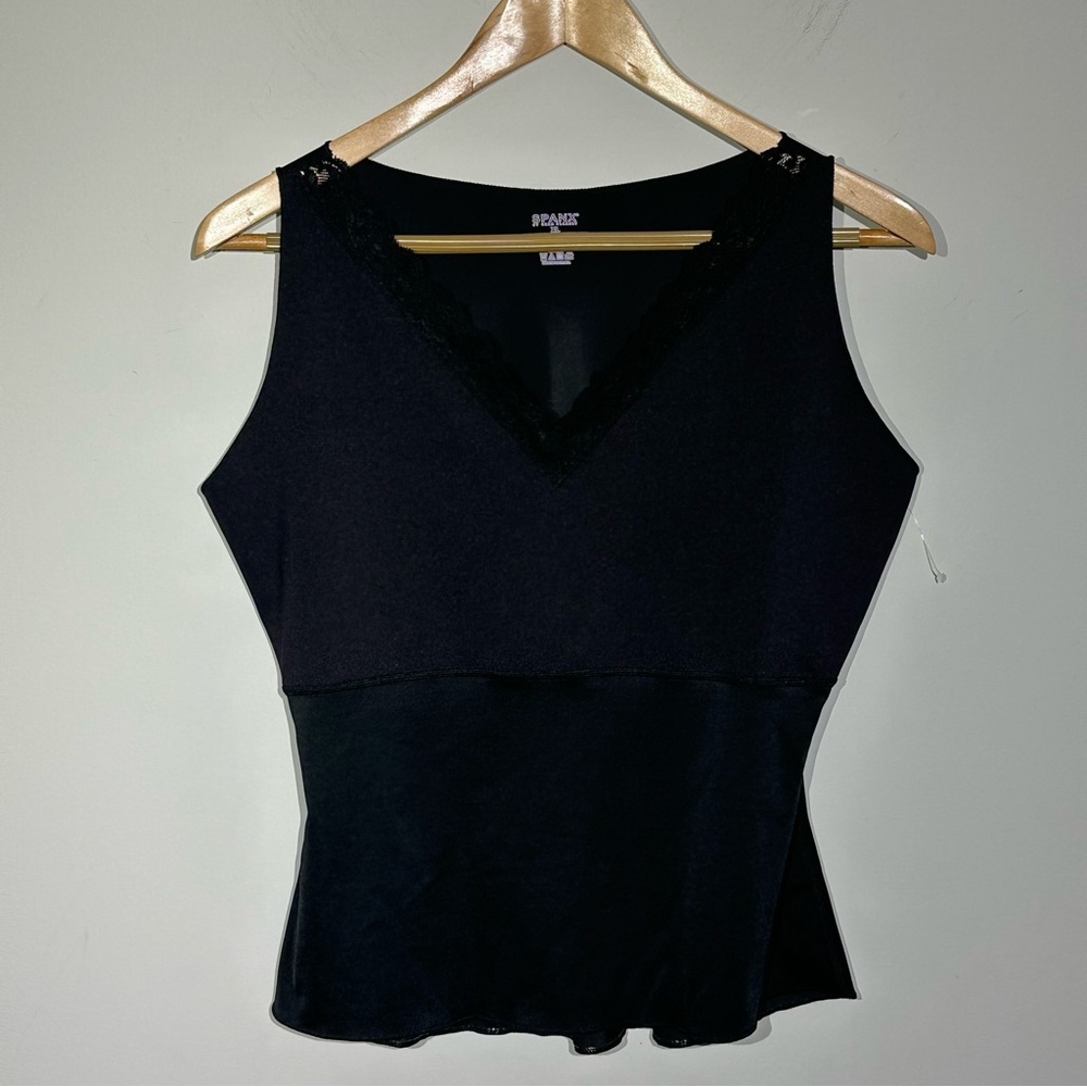 SPANX Sara Blakely Tank Top Womens XL Black LaceV Neck Shapewear Slimming NWOT